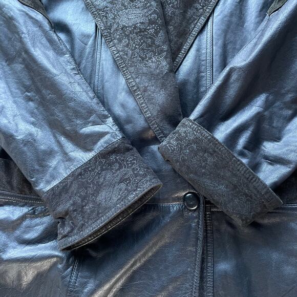 🔥Vintage Pelle Studio Double Breasted
Baroque Leather Long Duster Coat Jacket M - Picture 11 of 16